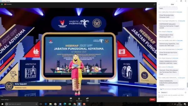 Webinar Kick Off JFA Pusat Pengembangan SDM Pariwisata dan Ekonomi Kreatif Sekretariat Kementerian